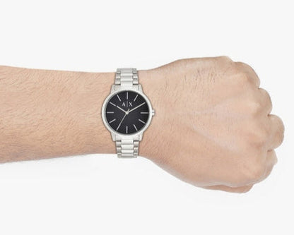 Armani Exchange Cayde AX2700 Men's Analog Watch – Black Dial with Silver Stainless Steel Bracelet
