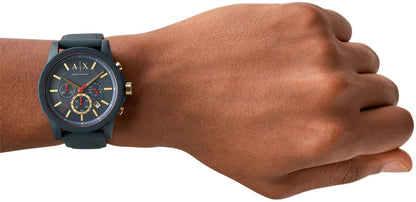 Armani Exchange Outerbanks AX1335 Men's Chronograph Watch – Blue Dial with Blue Silicone Strap